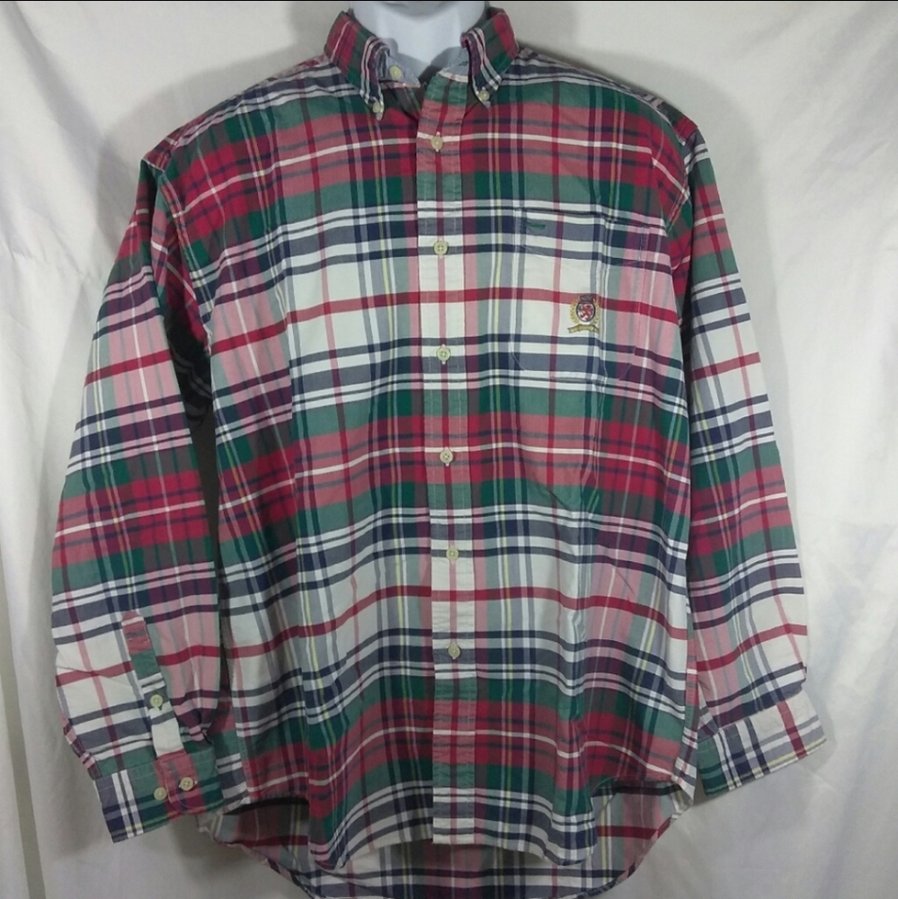 Men's Tommy Hilfiger Vintage Plaid Button Up Short sz L